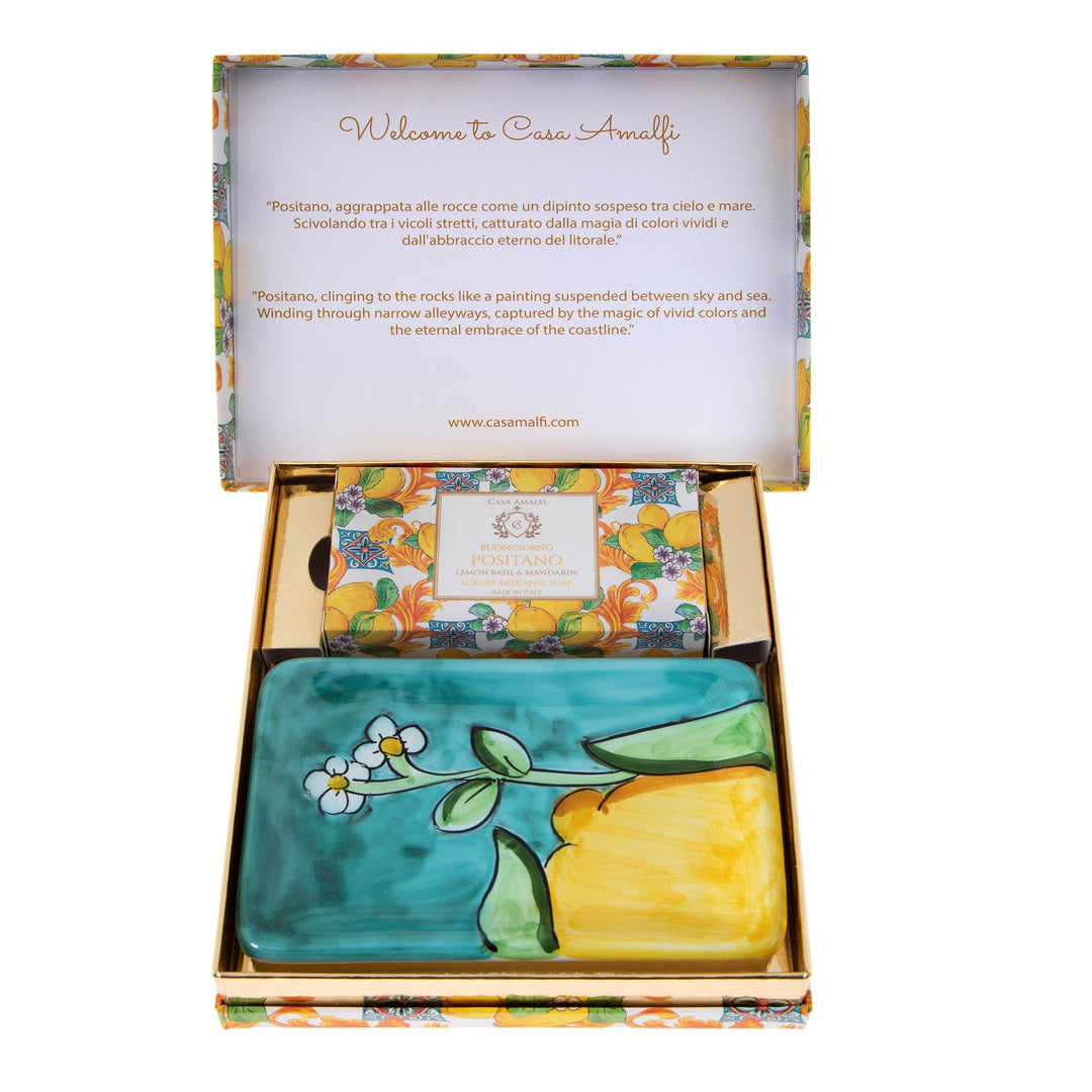 Casa Amalfi Scented Soap Bar with Ceramic Soap Dish Buongiorno Positano