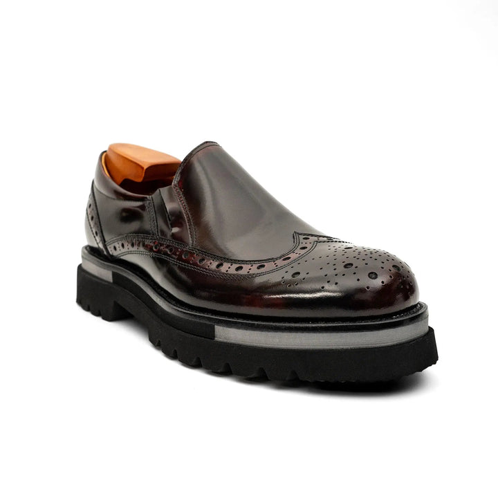 Burgundy Wingtip Calf Leather Loafers