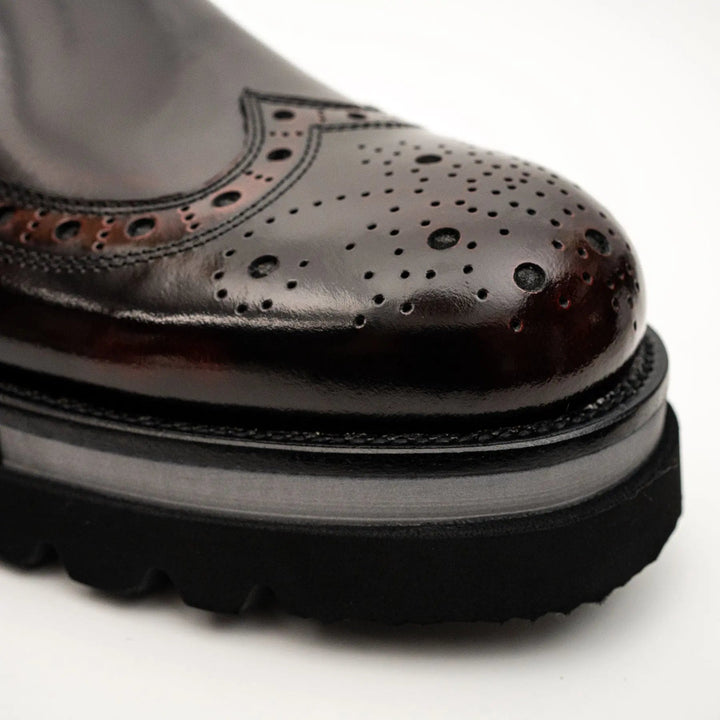Burgundy Wingtip Calf Leather Loafers