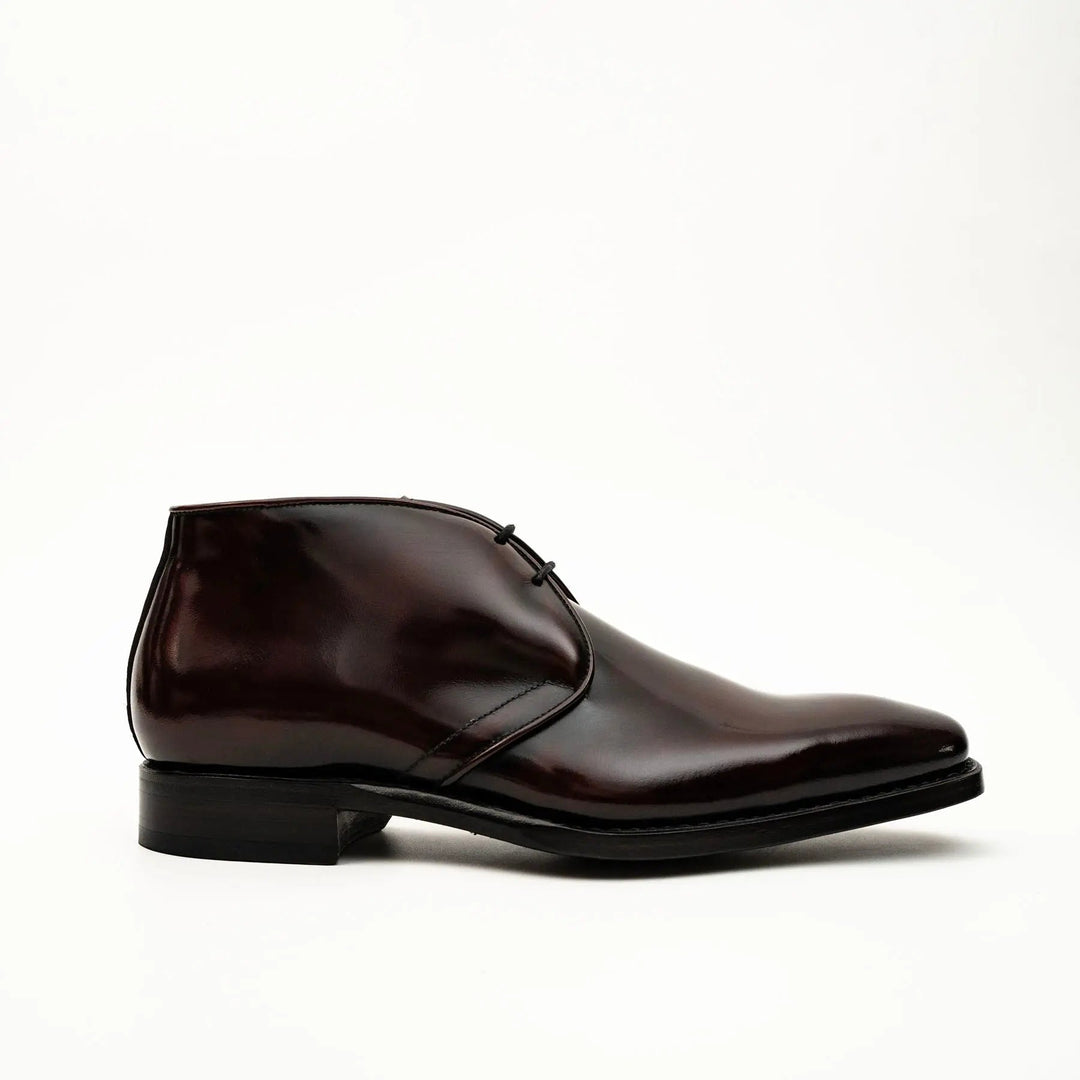 Burgundy Square-Toe Calf Leather Chukka Boots