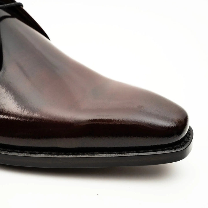 Burgundy Square-Toe Calf Leather Chukka Boots
