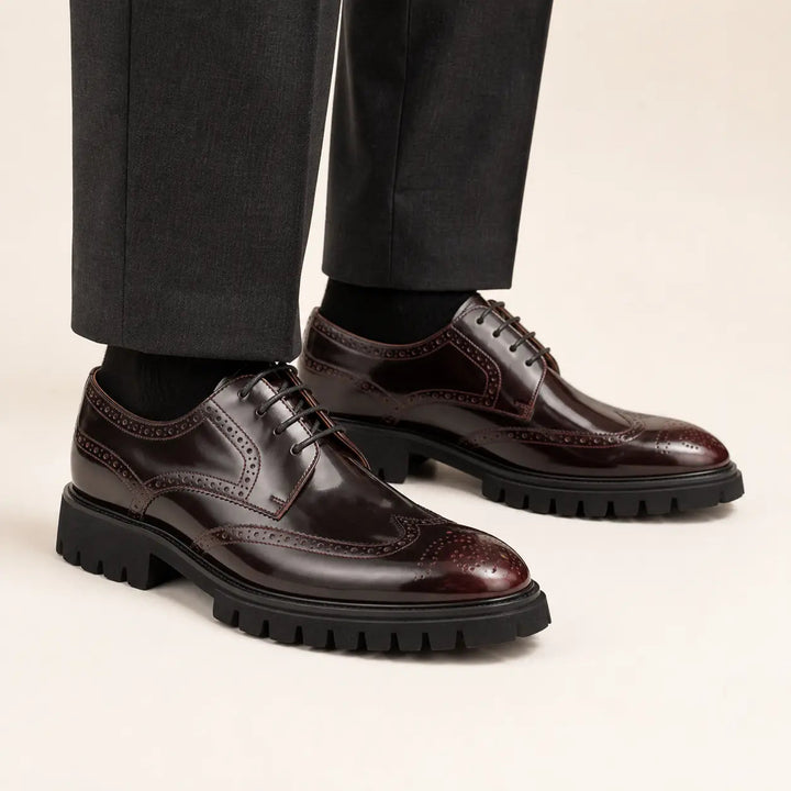 Claret derby brogue shoes