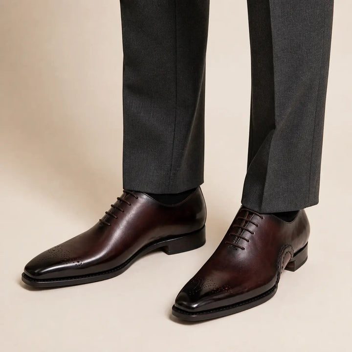 Goodyear Handmade Patina Oxford Shoes-Coffee