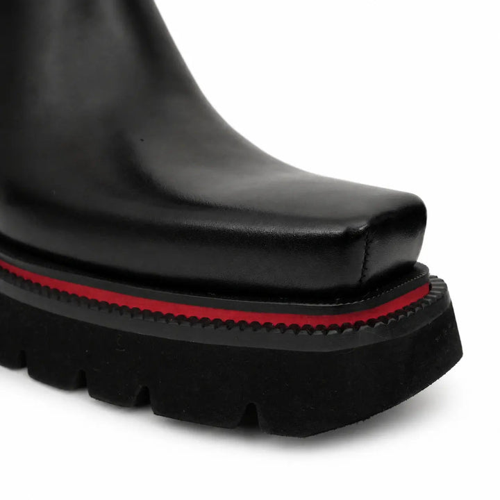 Black Square-Toe Cow Leather Chelsea Boots