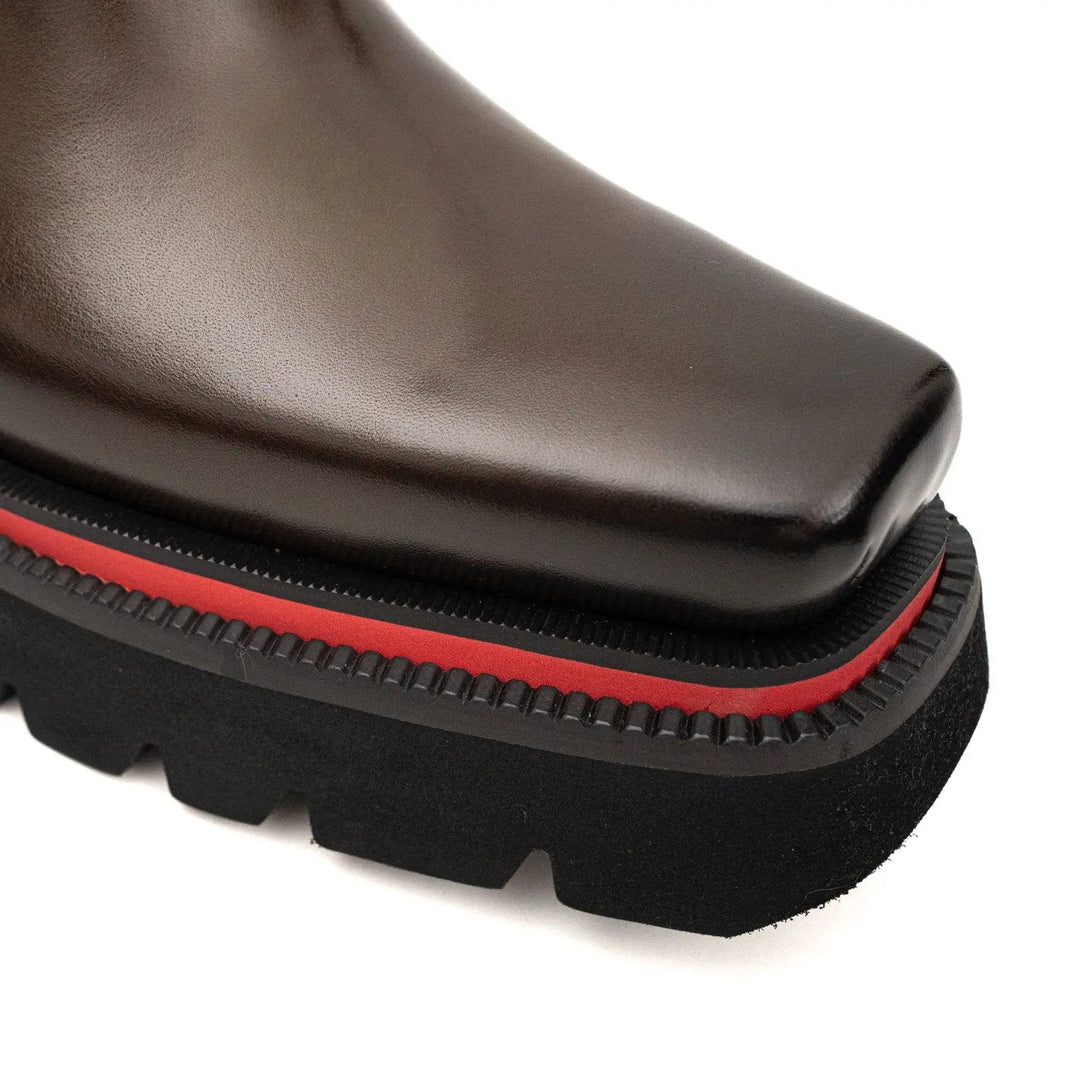 Dark Brown Cow Leather Chelsea Boots