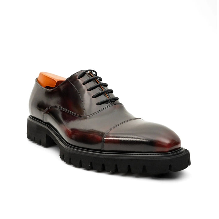Burgundy Cap-Toe Calf Leather Oxford Shoes