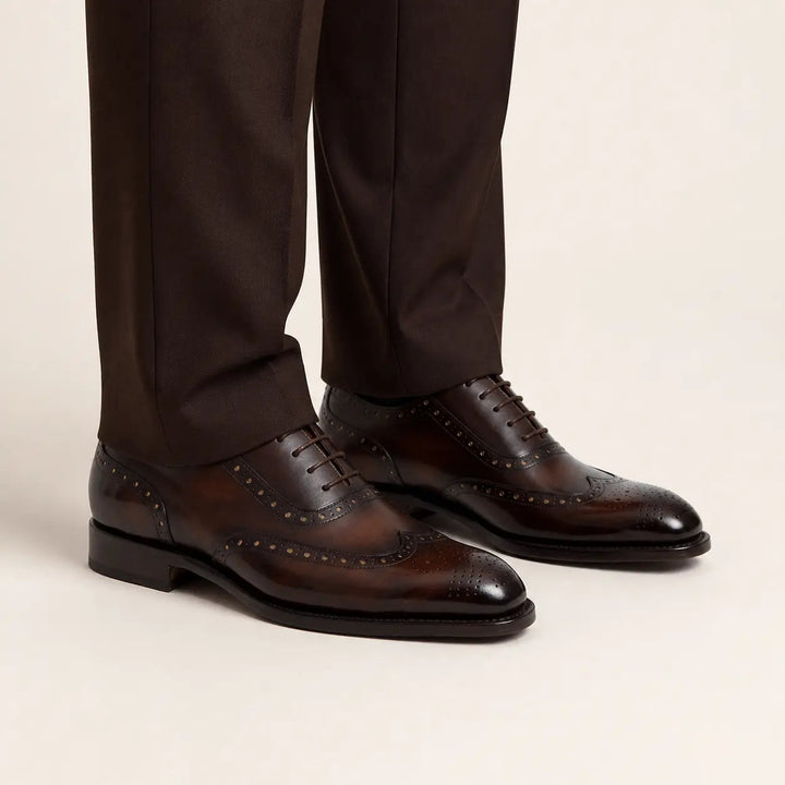 Brown Oxford Brogue Shoes for Men