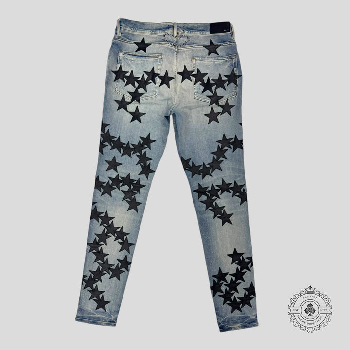Amiri Chemist Star Patch Jeans in Clay Indigo / Black