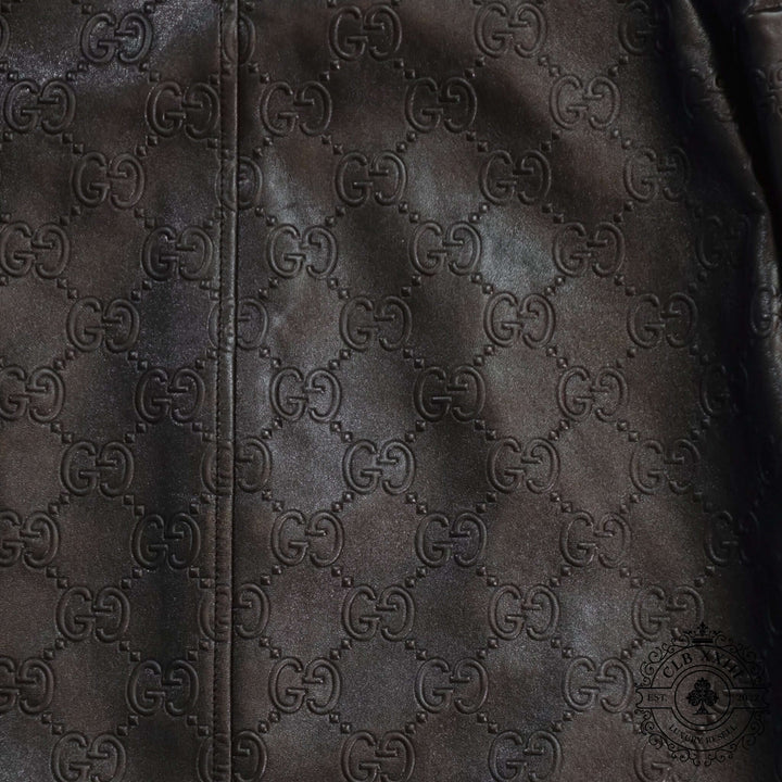 Gucci GG Leather Bomber Jacket in Black