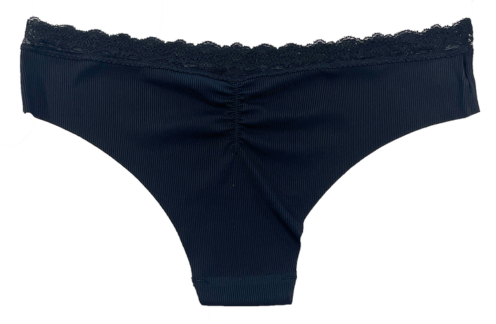 Laser Cut Rib Cheeky with Lace Waist, XS-2X