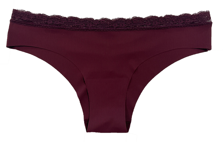 Laser Cut Rib Cheeky with Lace Waist, XS-2X