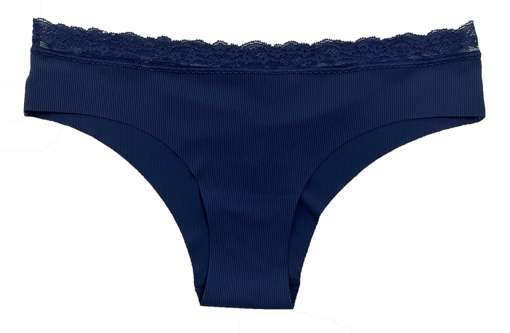 Laser Cut Rib Cheeky with Lace Waist, XS-2X