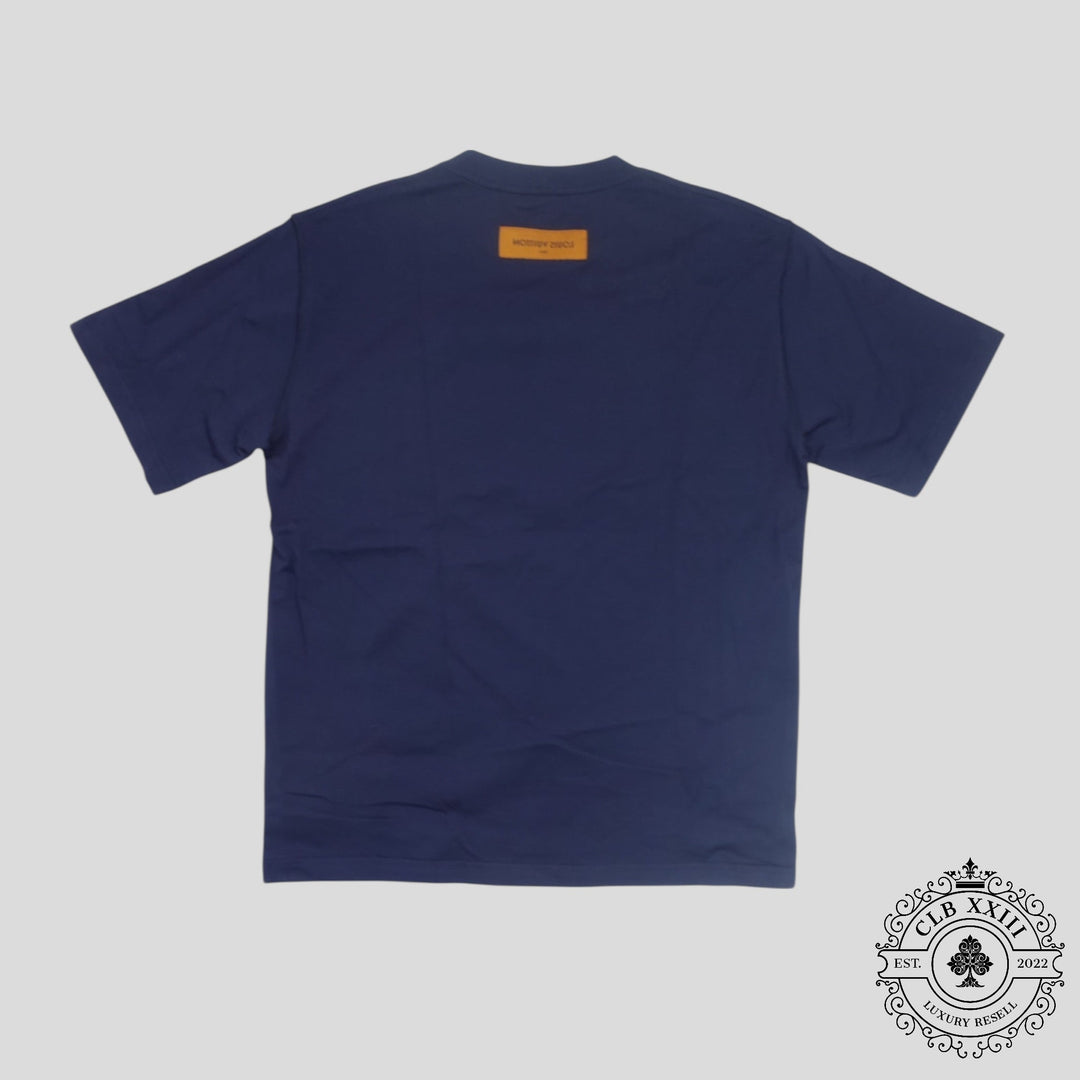Louis Vuitton LV Stitch Print Embroidered Tee in Navy Blue