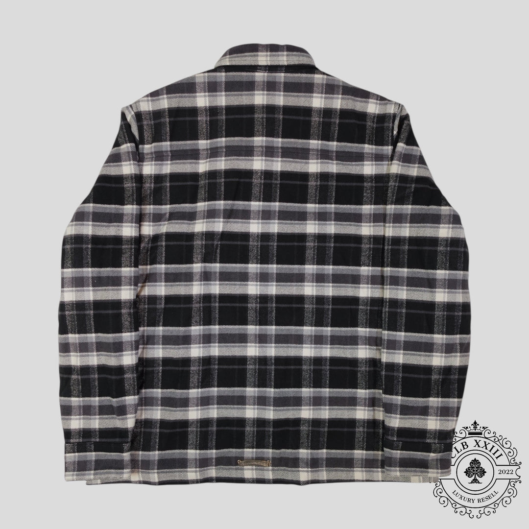 Chrome Hearts Padded Flannel Shirt in Black/White