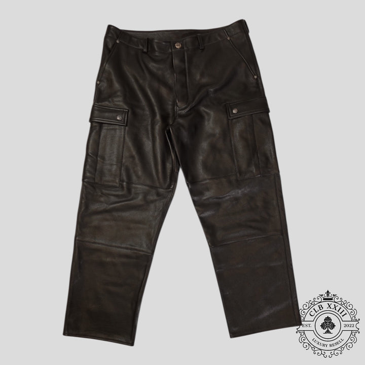Chrome Hearts Devil Dog Leather Pants in Black