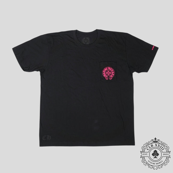 Chrome Hearts Horseshoe Logo Tee in Black/Pink