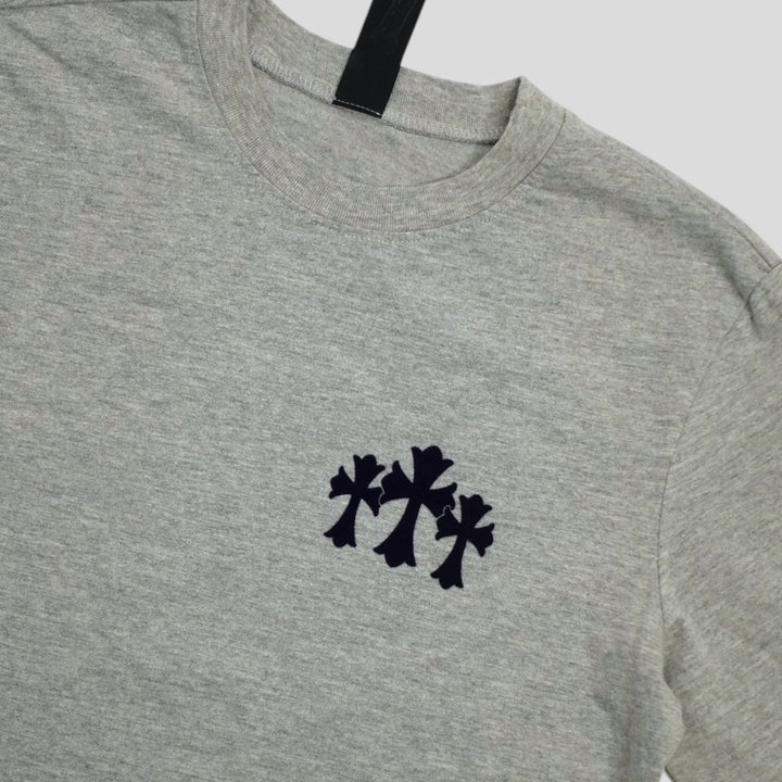 Chrome Hearts Triple Cross Flocked Long Sleeve in Grey