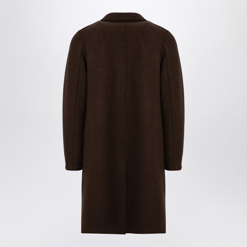 Harris Wharf London Brown Single-Breasted Coat In Virgin Wool Men