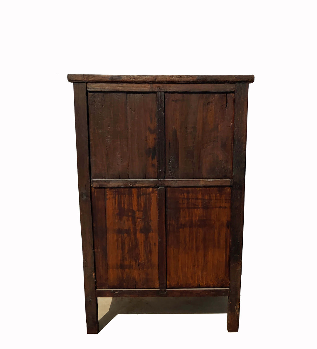 Wooden cabinet with four doors on a white background