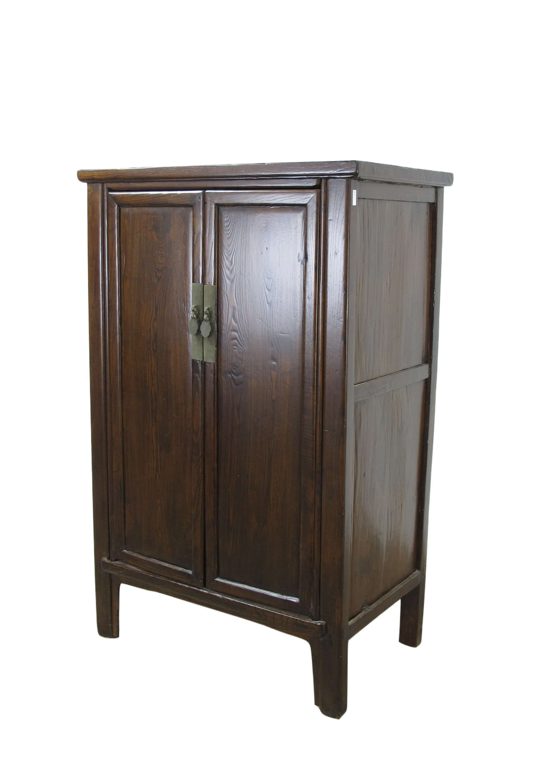 Wooden cabinet with two doors on a white background