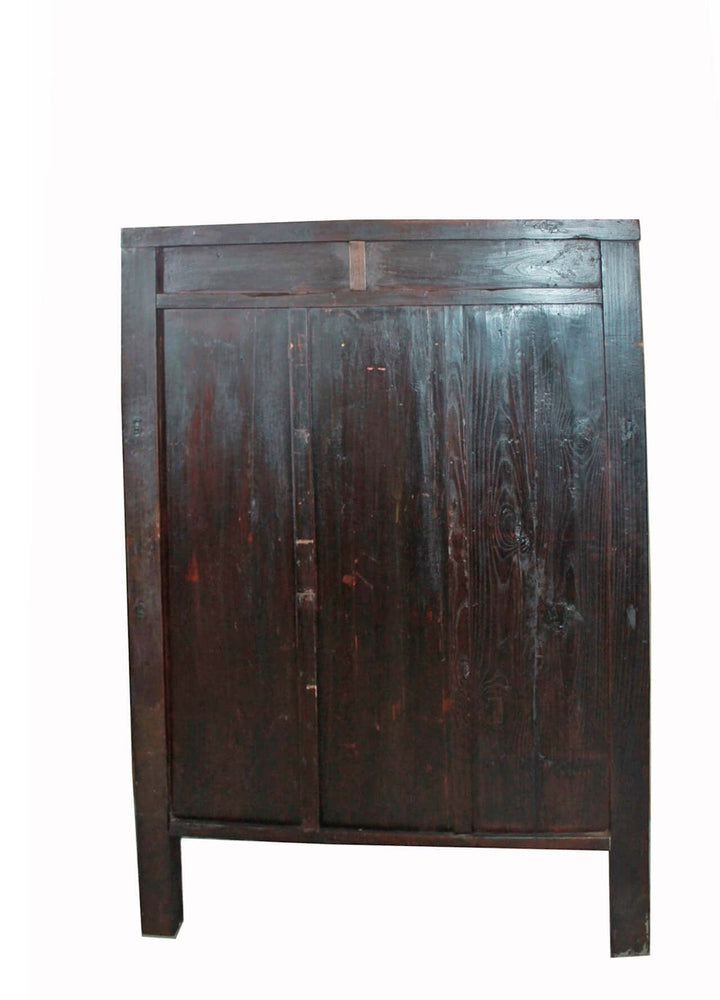 Vintage wooden cabinet with a dark brown finish on a white background