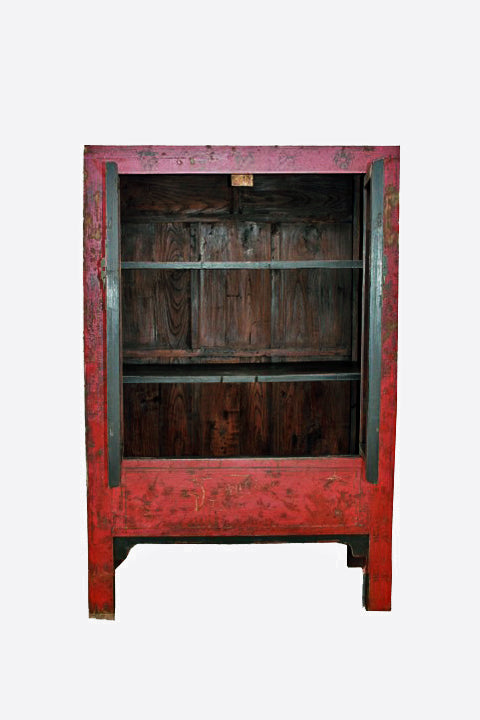 Red Antique Chinese Chinoiserie Style Cabinet