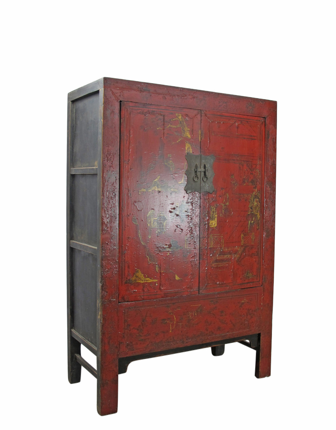 Red Antique Chinese Chinoiserie Style Cabinet