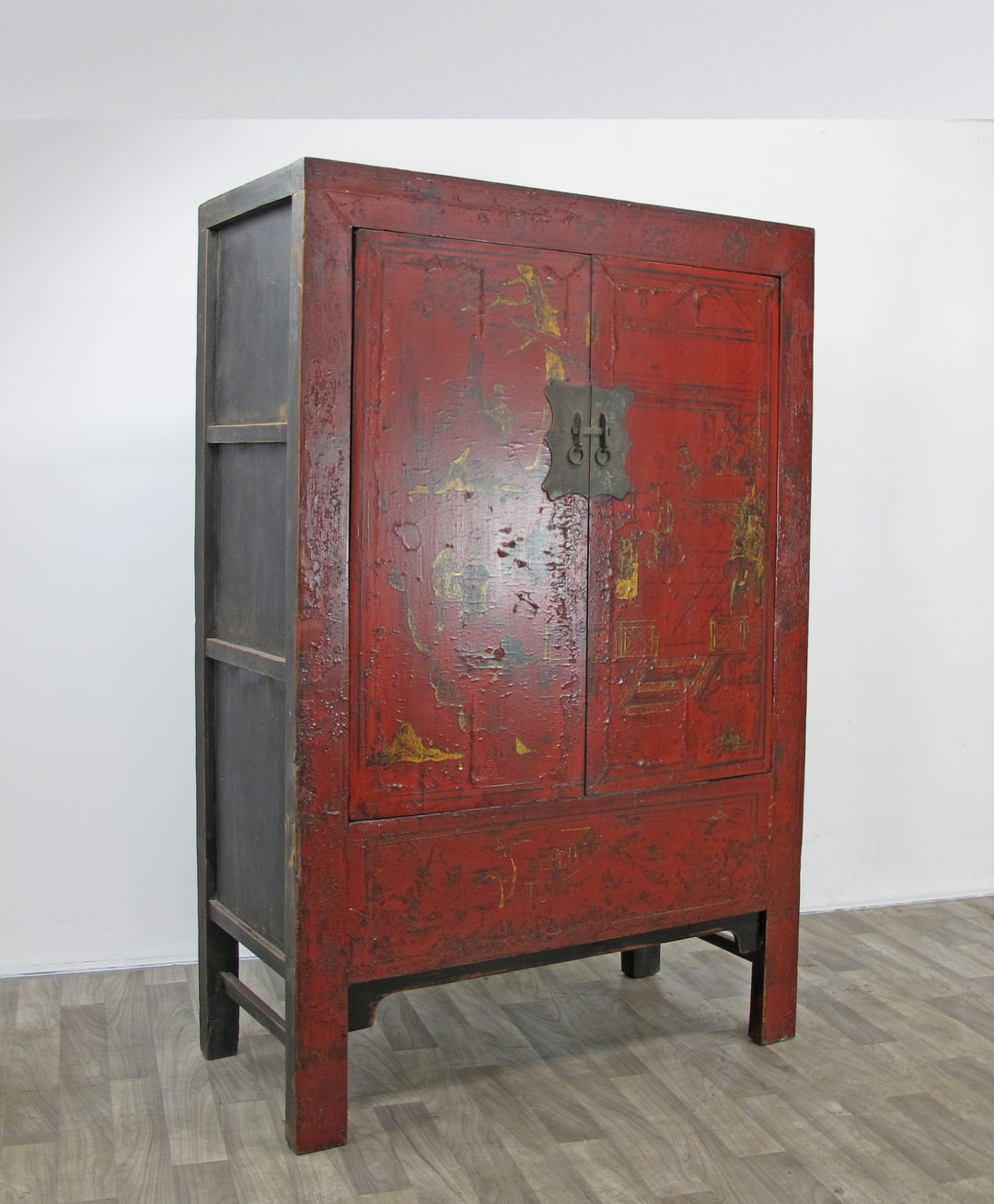 Red Antique Chinese Chinoiserie Style Cabinet