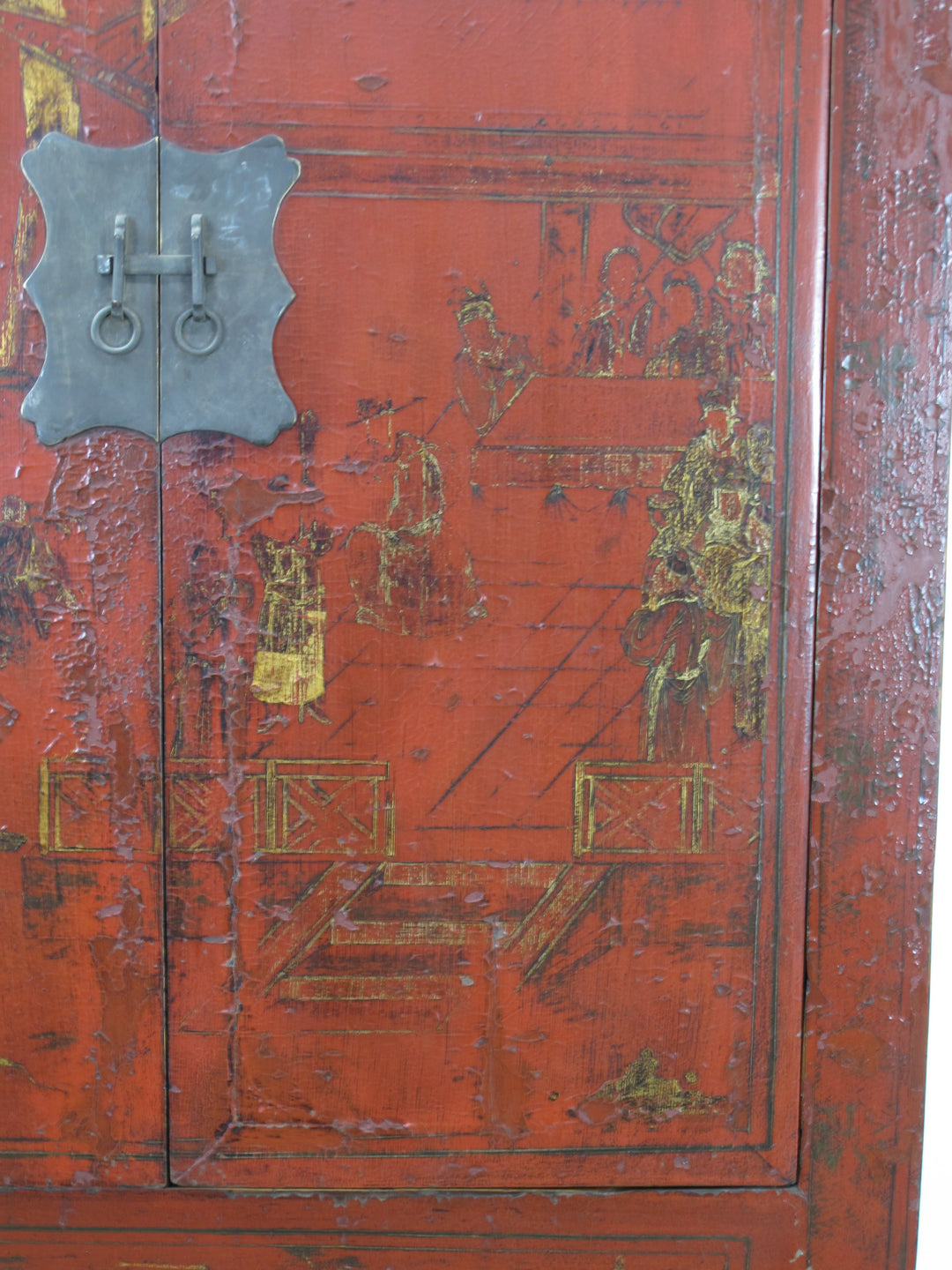 Red Antique Chinese Chinoiserie Style Cabinet