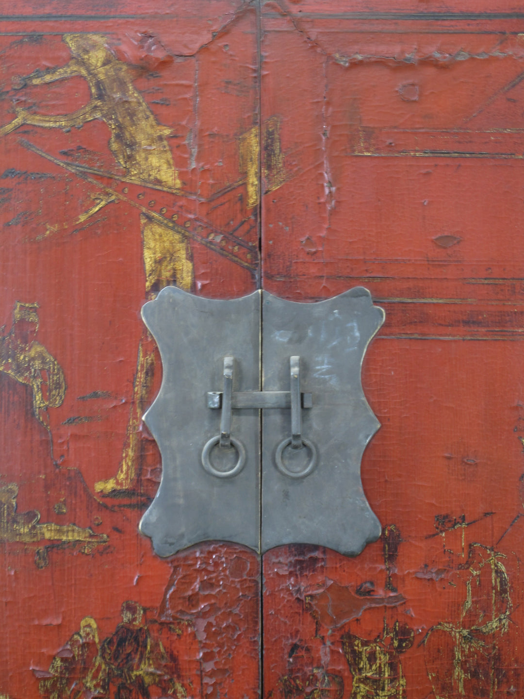 Red Antique Chinese Chinoiserie Style Cabinet