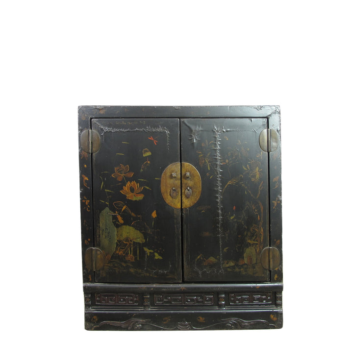 Mid 19 Century Hand Painted Antique Chinese Cabinet