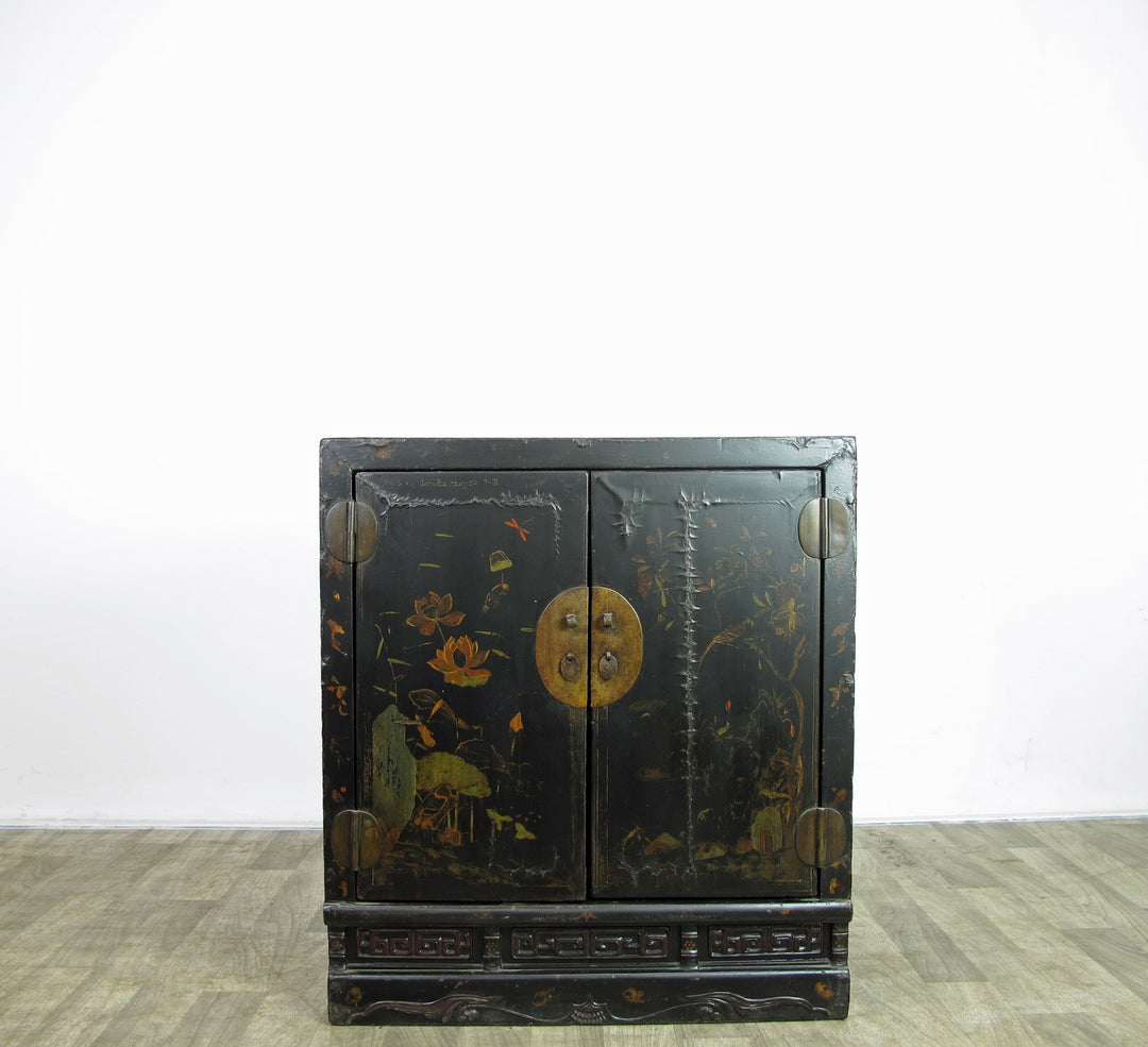 Mid 19 Century Hand Painted Antique Chinese Cabinet