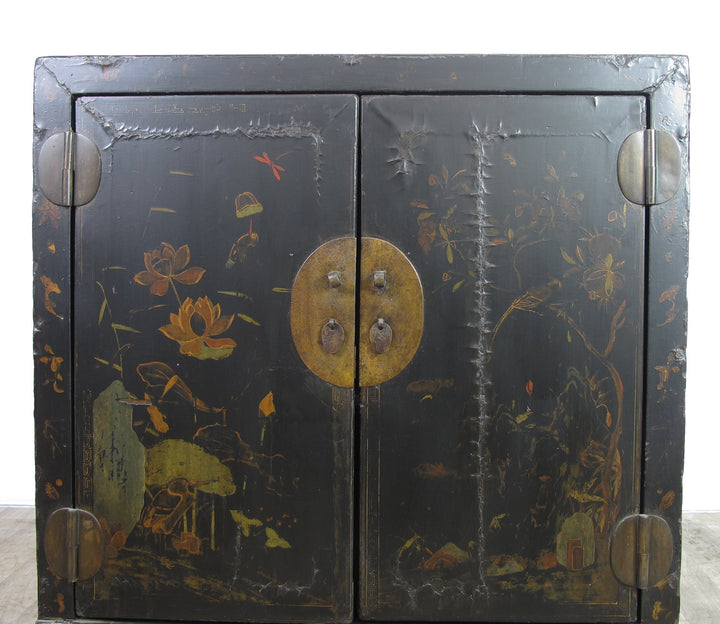 Mid 19 Century Hand Painted Antique Chinese Cabinet