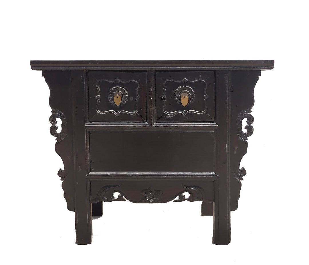 Dark Brown Antique Coffer Table with 2 Drawers