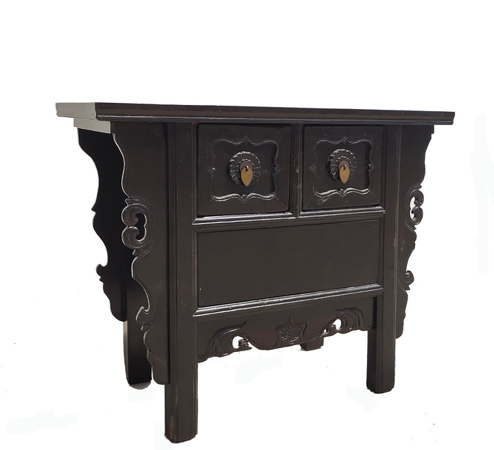 Dark Brown Antique Coffer Table with 2 Drawers