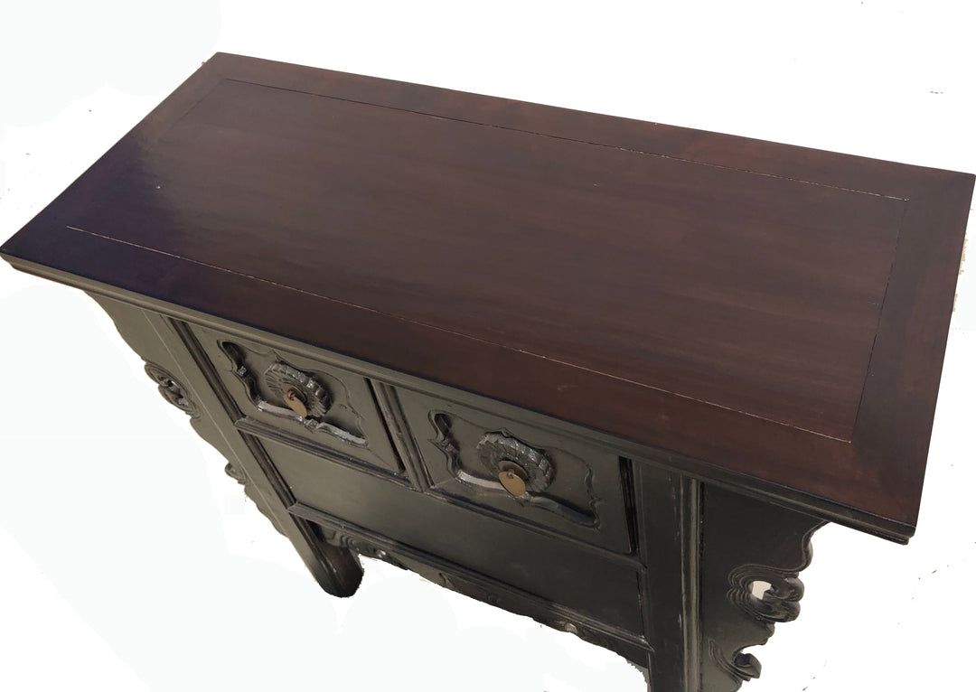 Dark Brown Antique Coffer Table with 2 Drawers