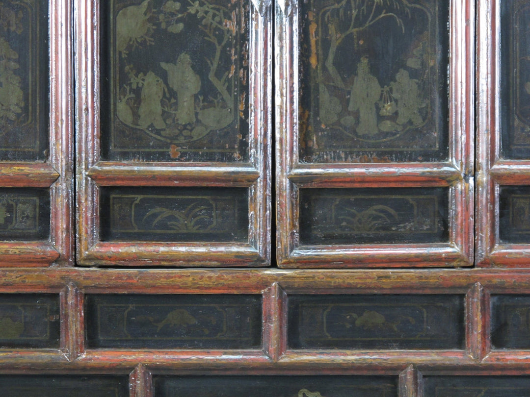 Hand Painted 80" Inch Tall Antique Chinese Cabinet