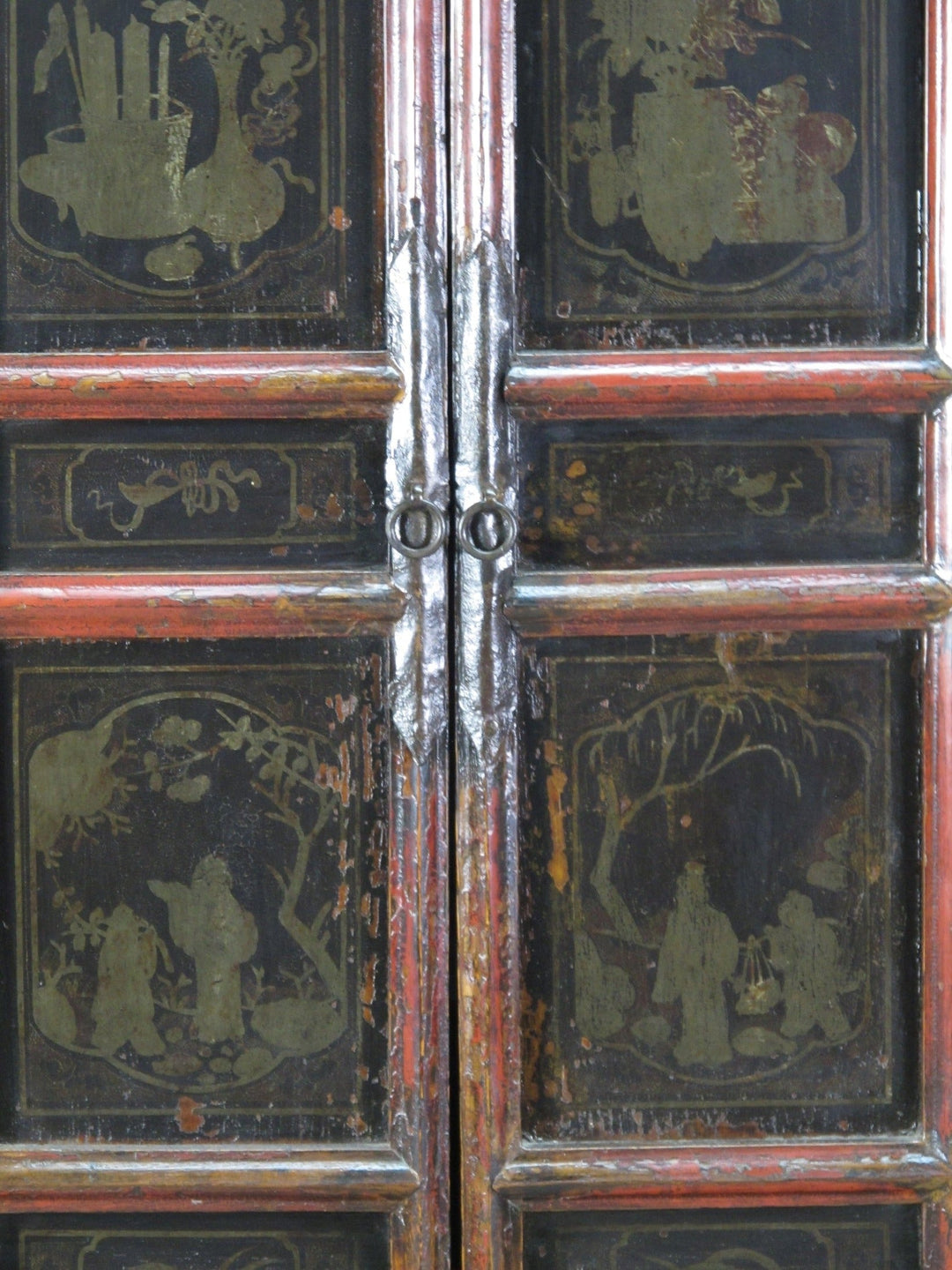 Hand Painted 80" Inch Tall Antique Chinese Cabinet