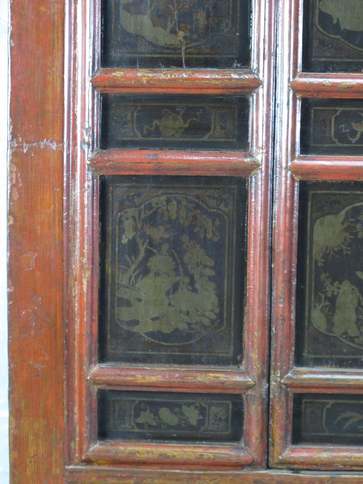 Hand Painted 80" Inch Tall Antique Chinese Cabinet