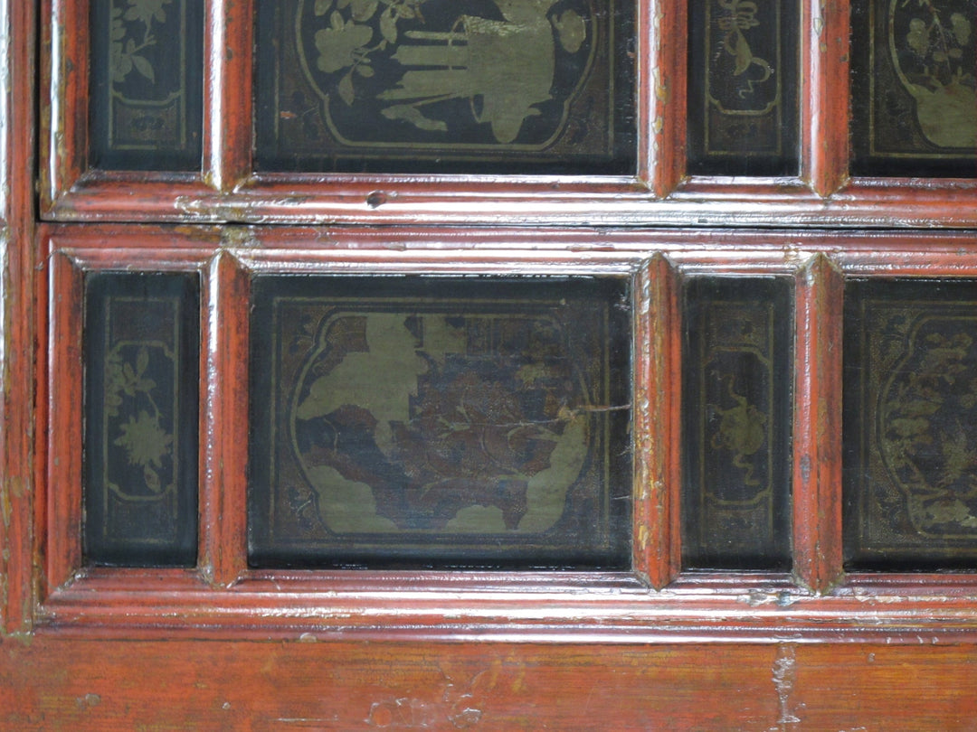 Hand Painted 80" Inch Tall Antique Chinese Cabinet