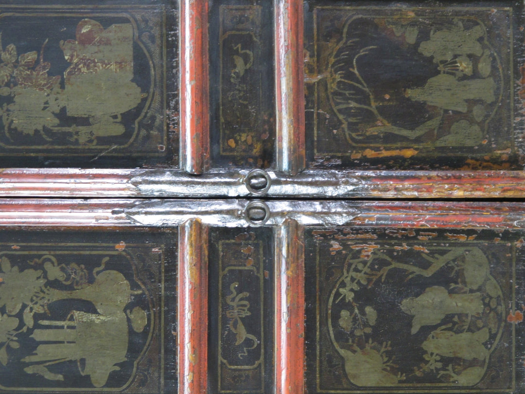 Hand Painted 80" Inch Tall Antique Chinese Cabinet