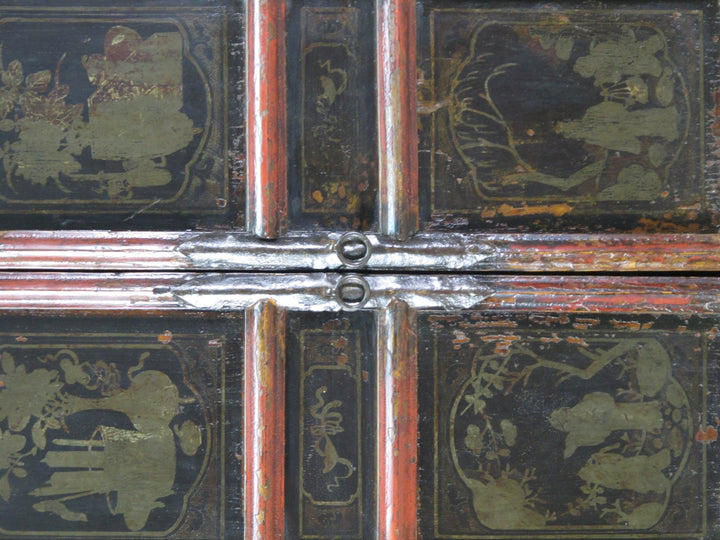 Hand Painted 80" Inch Tall Antique Chinese Cabinet