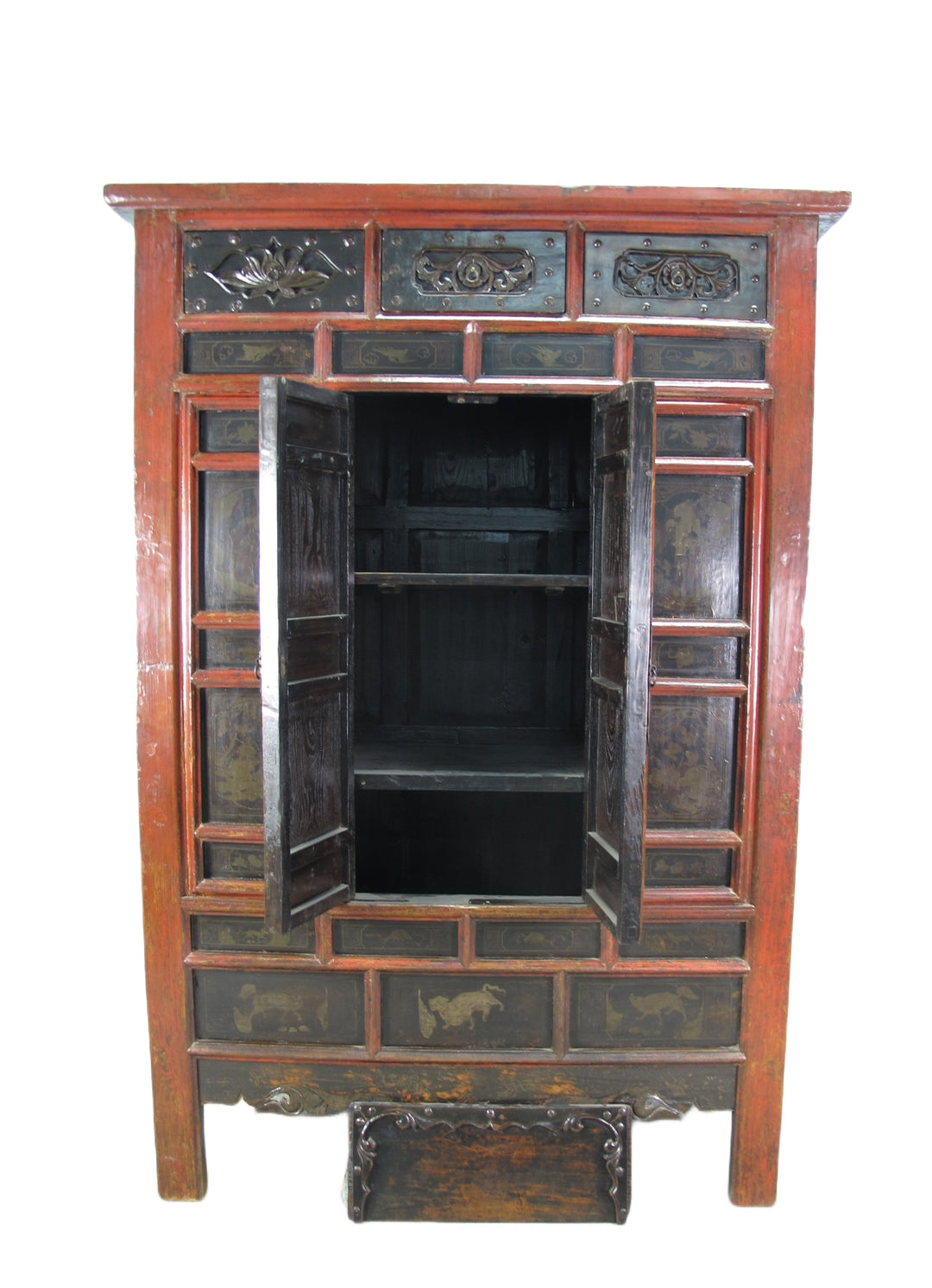 Hand Painted 80" Inch Tall Antique Chinese Cabinet