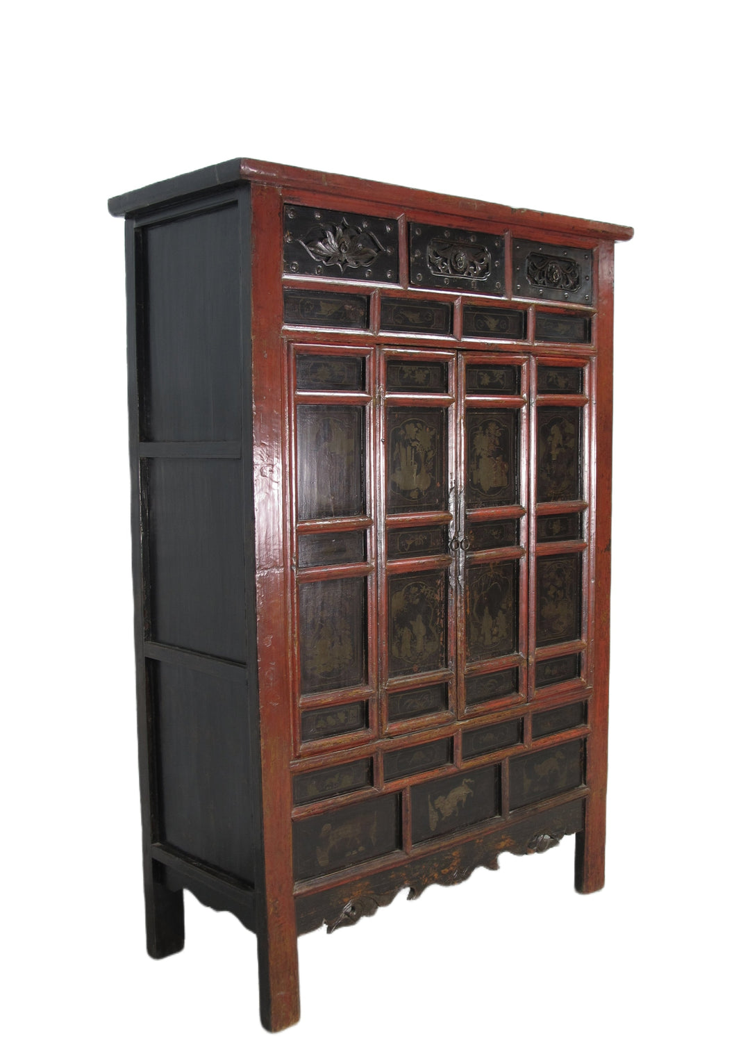 Hand Painted 80" Inch Tall Antique Chinese Cabinet
