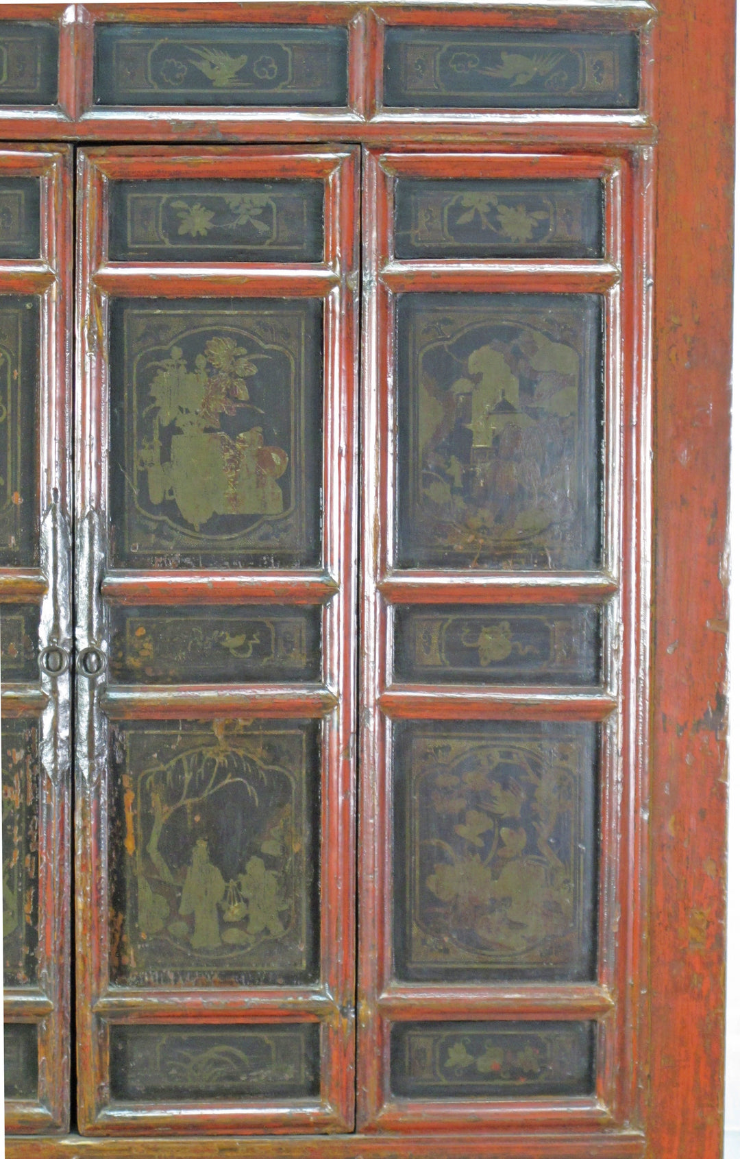 Hand Painted 80" Inch Tall Antique Chinese Cabinet