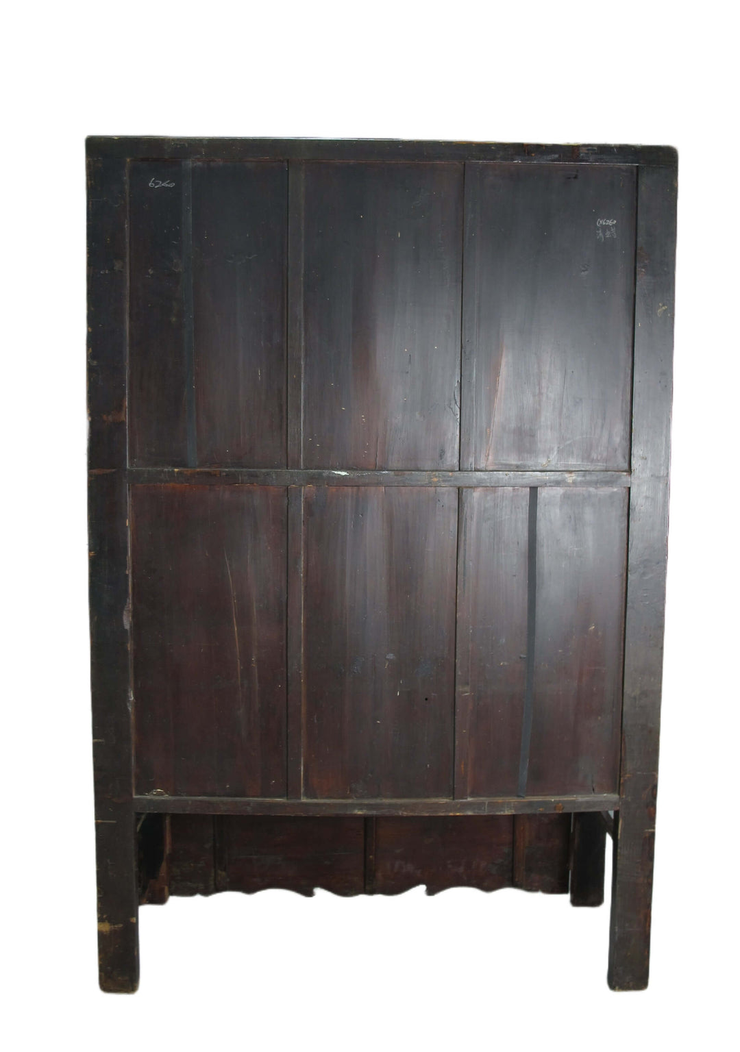 Dark wooden cabinet with a white background