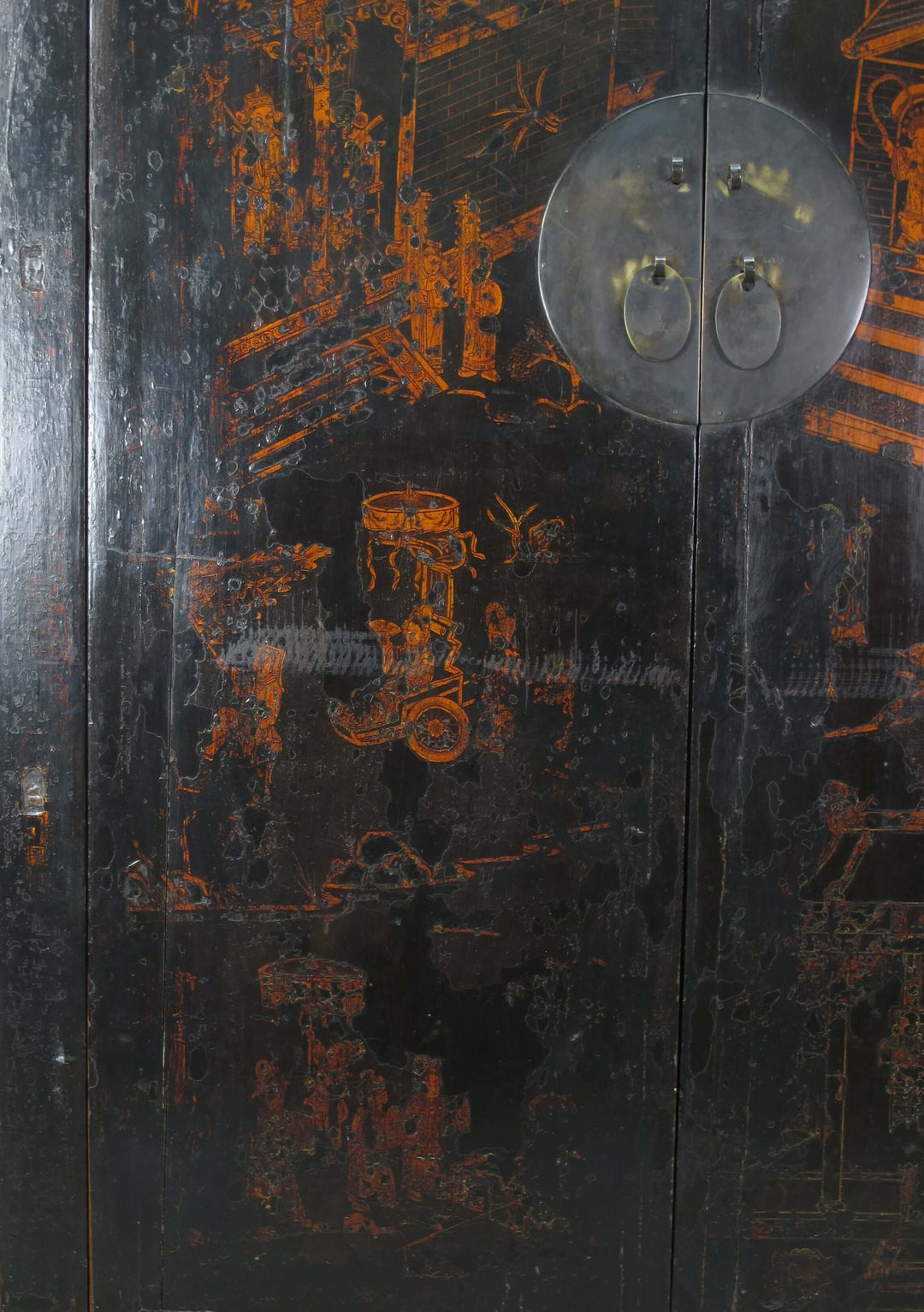 Large 84" Inch Tall  Black Chinese Antique Cabinet