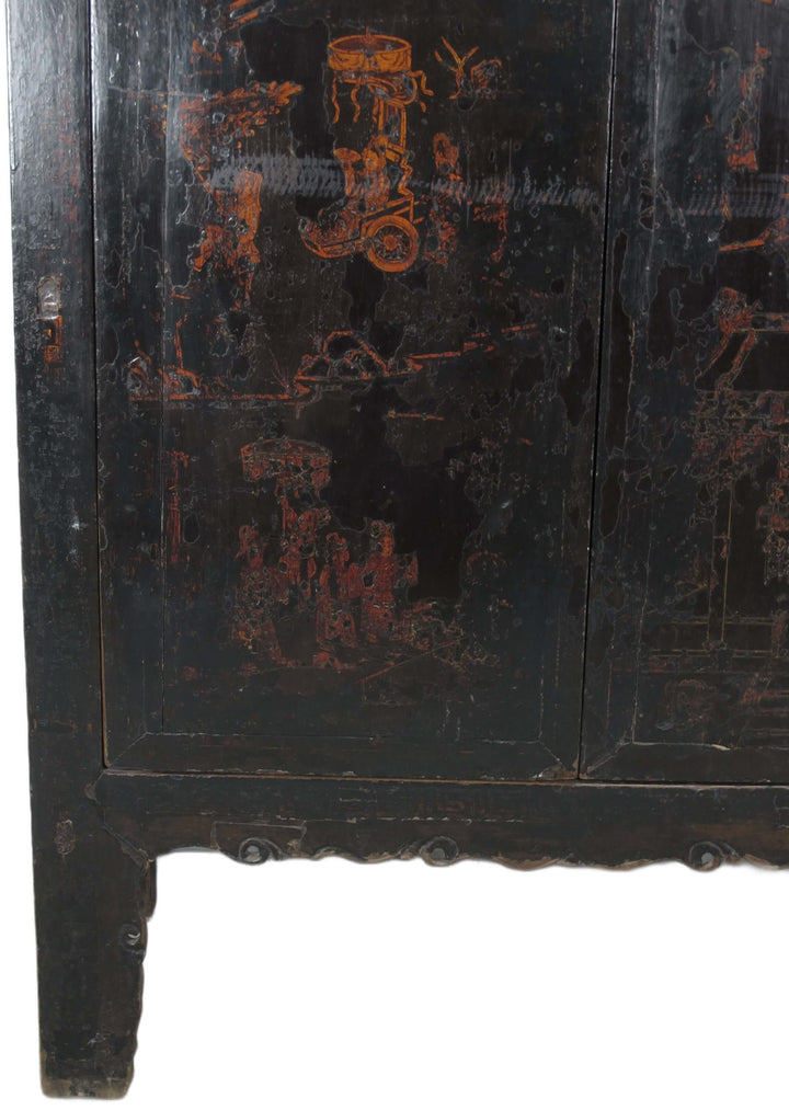 Large 84" Inch Tall  Black Chinese Antique Cabinet