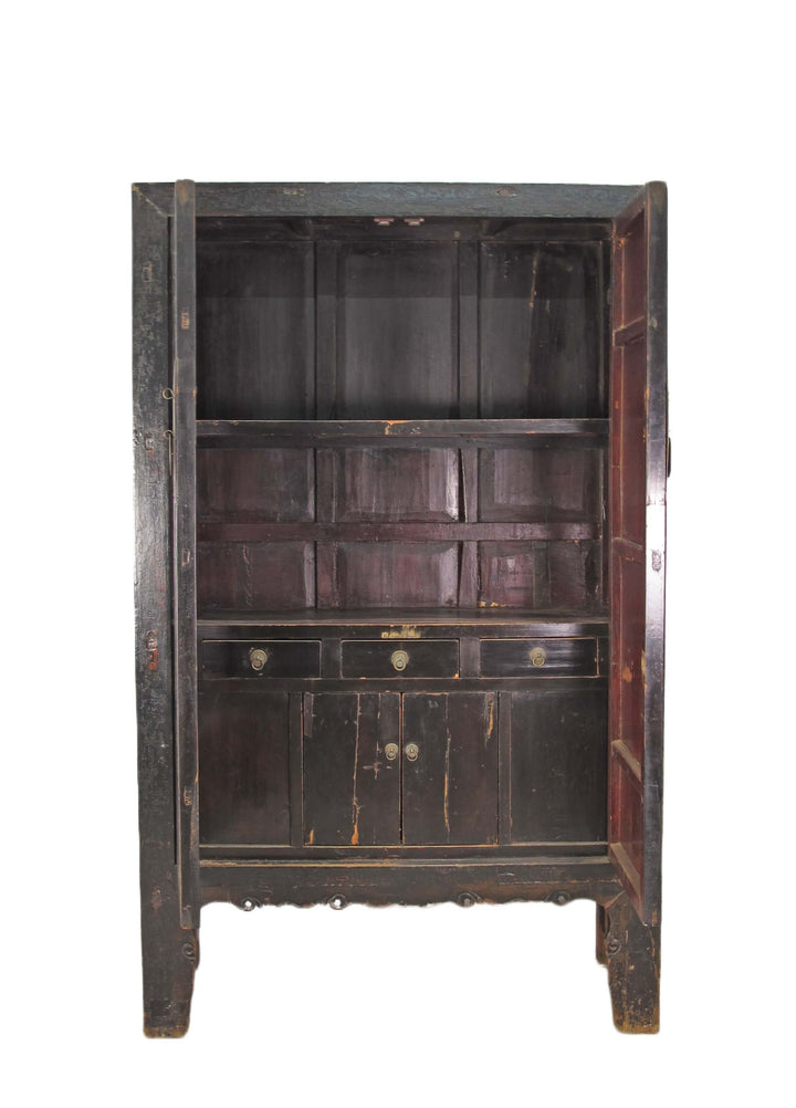 Large 84" Inch Tall  Black Chinese Antique Cabinet