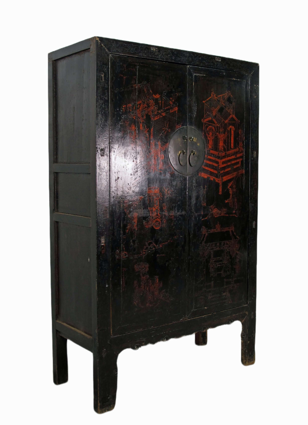 Large 84" Inch Tall  Black Chinese Antique Cabinet